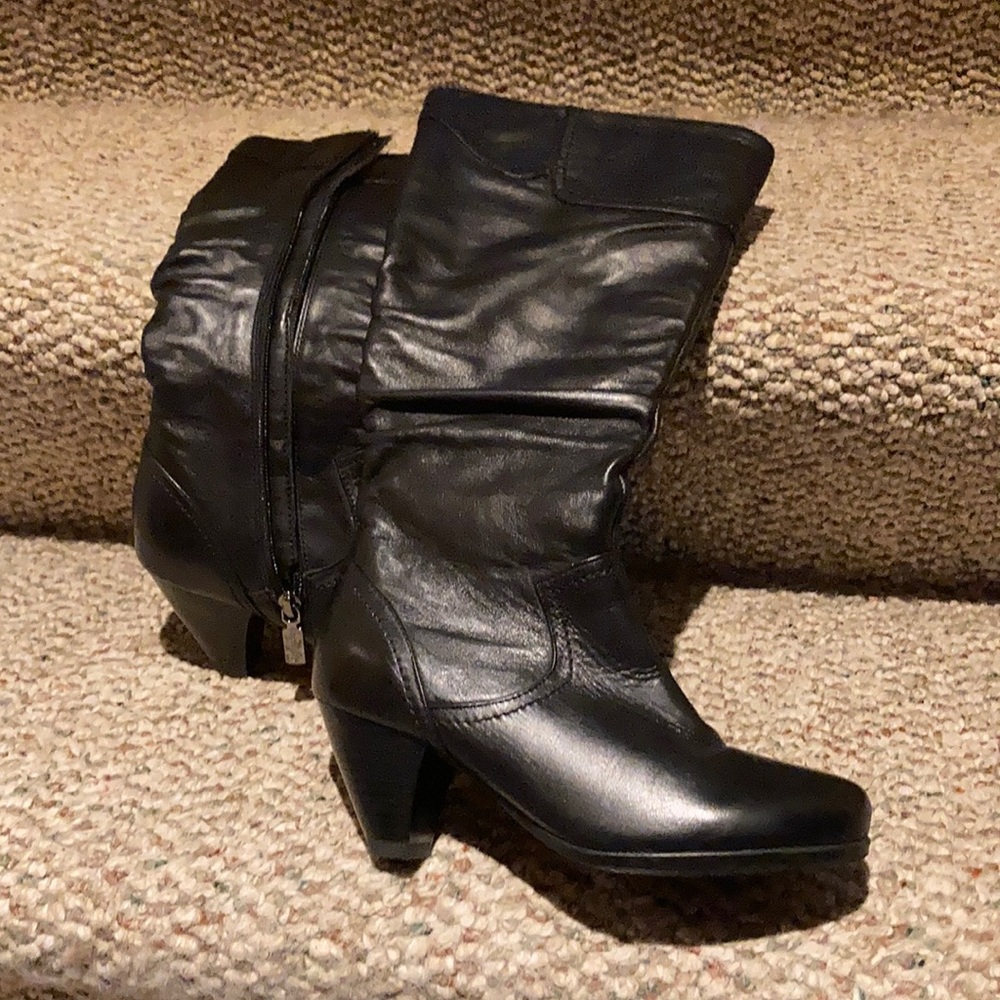Brand new Black long boots with drapes.